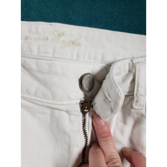 American Eagle Jeans Size 12 Womens White Denim Stretch Pants Mid Rise Jegging - Picture 5 of 13